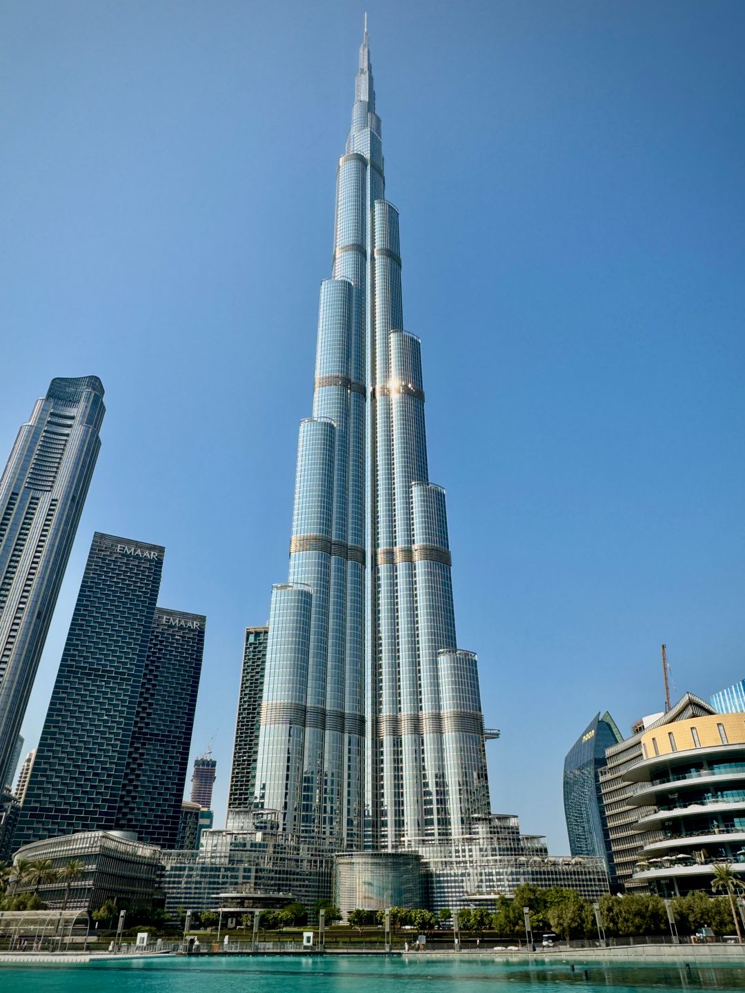Burj Khalifa rising over downtown Dubai on a clear day
