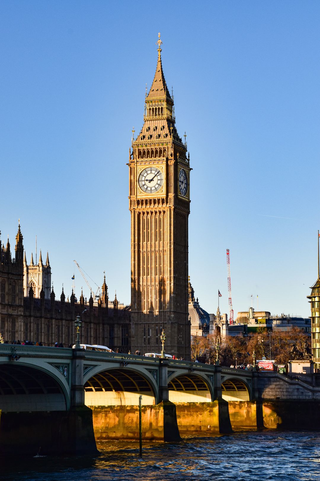 Big Ben and Westminster Bridge at golden hour