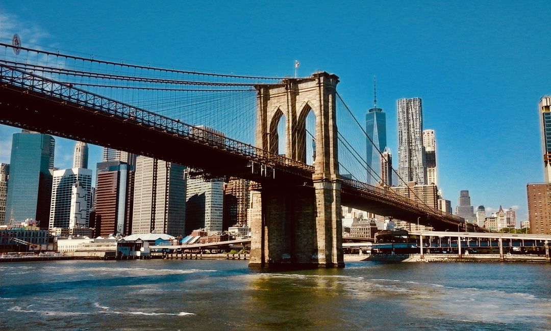 Brooklyn Bridge with the Manhattan skyline behind